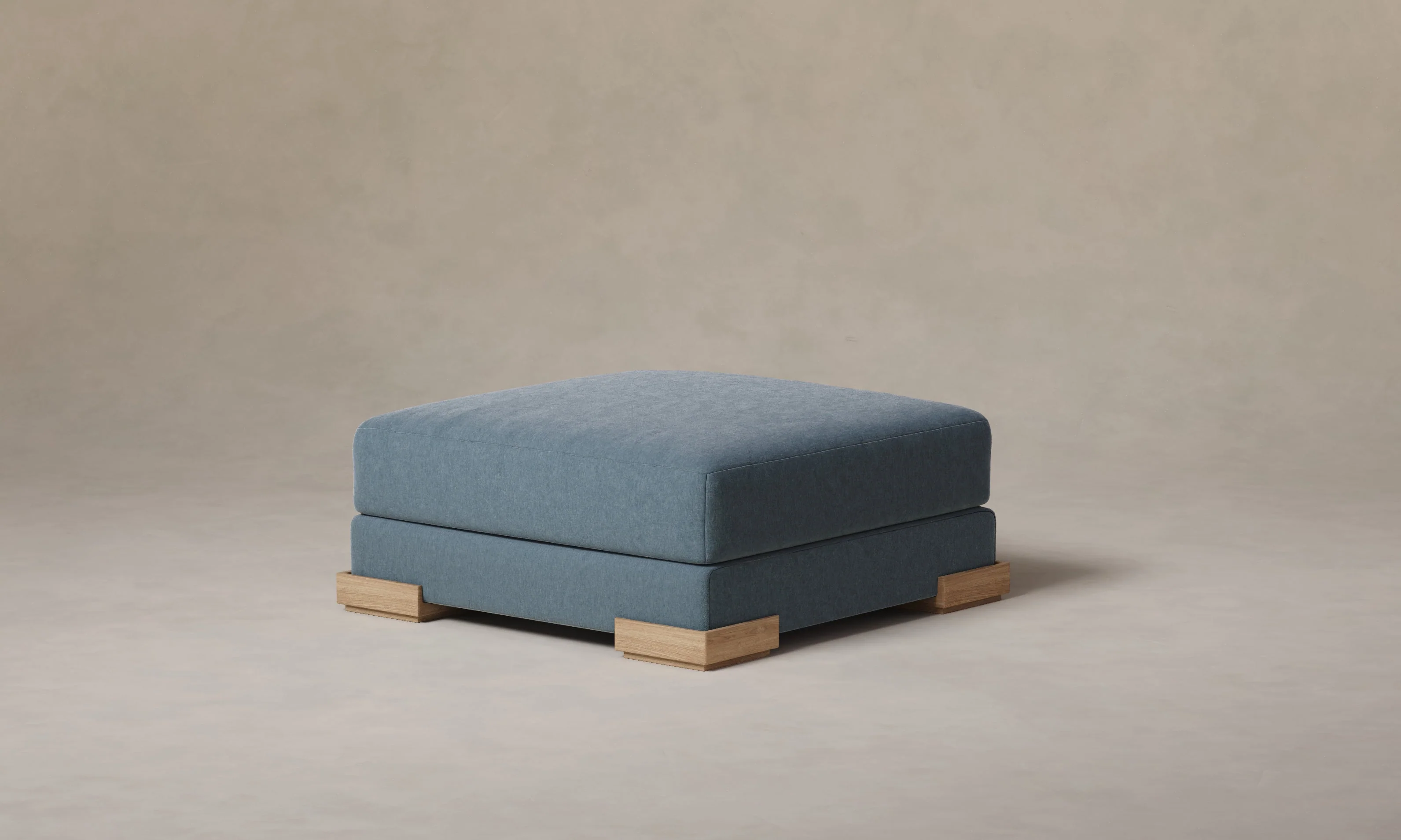 The Blair Ottoman - Mohair Slate Blue