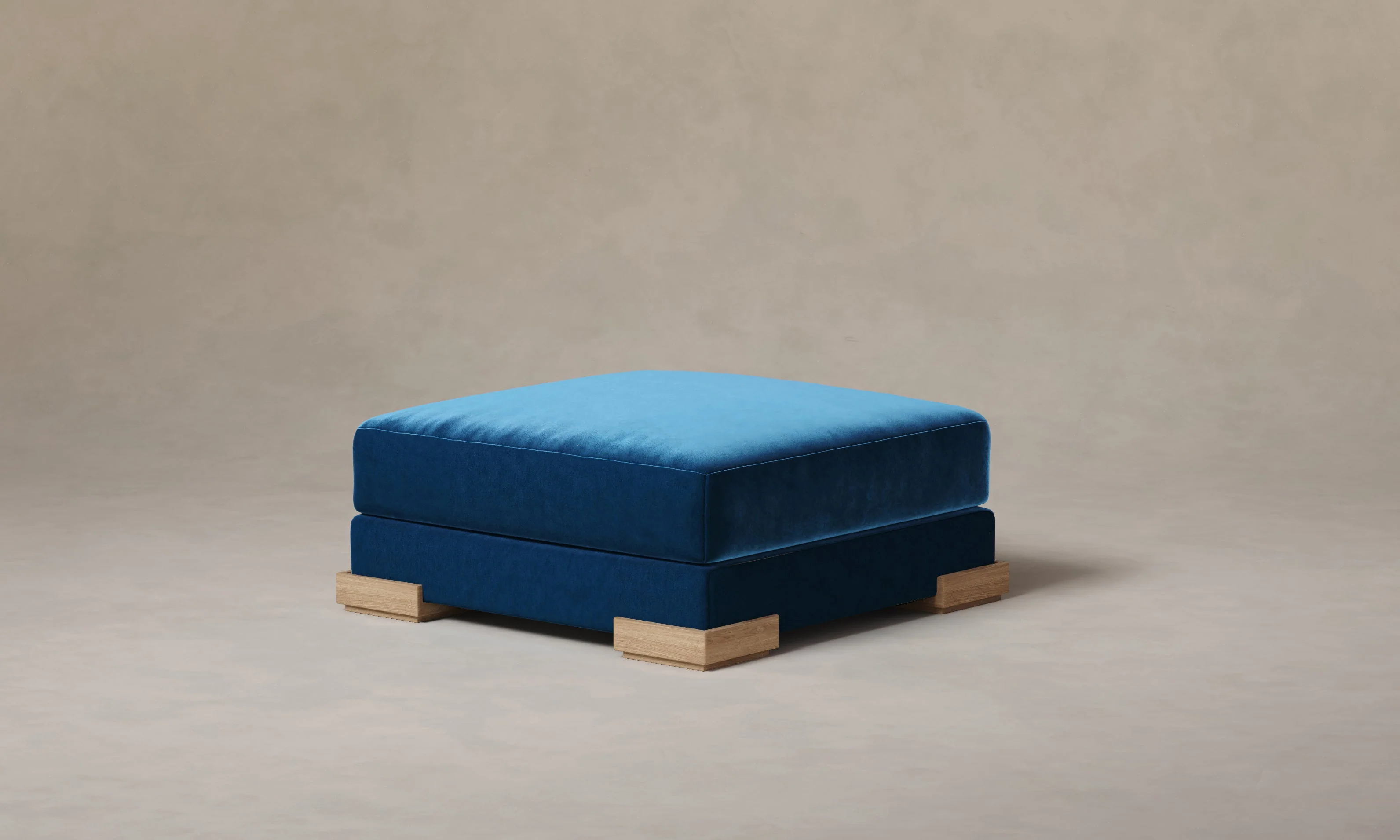 The Blair Ottoman - Performance Velvet Sapphire