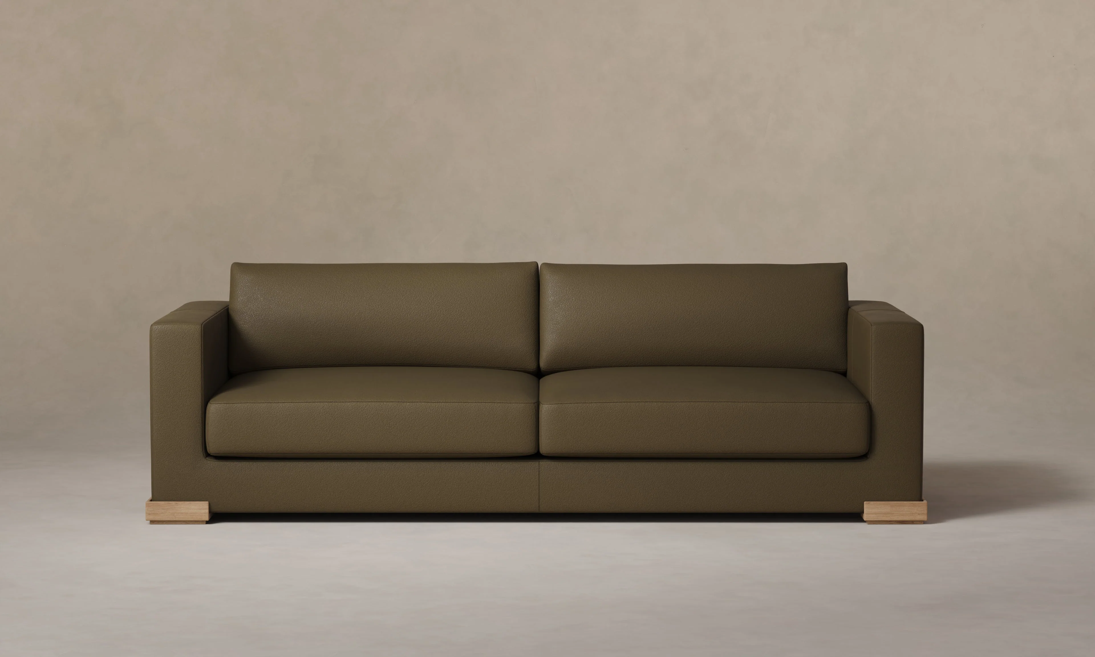 The Blair Sofa - Pebbled Leather Truffle