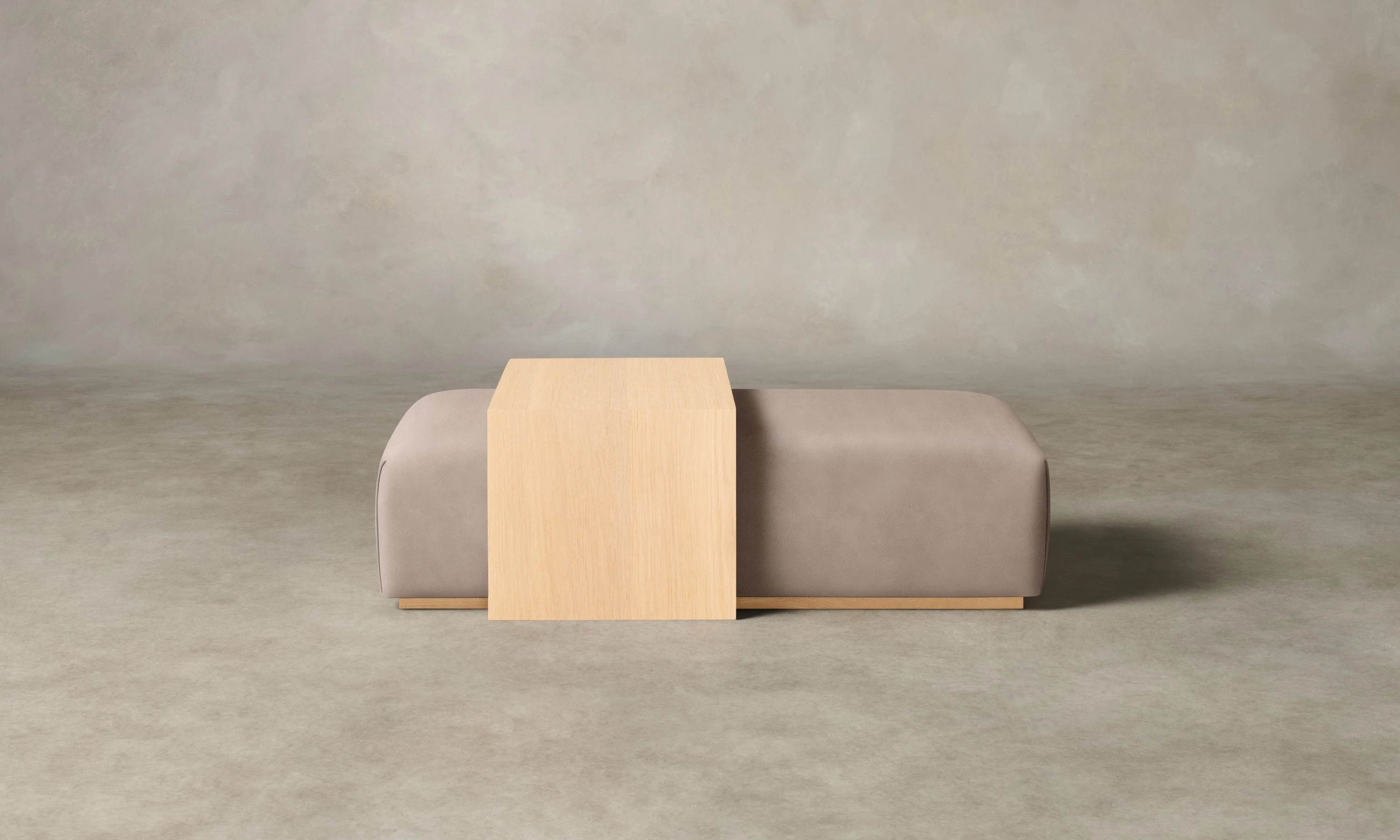 The Bowery Ottoman - Nubuck Leather Fawn
