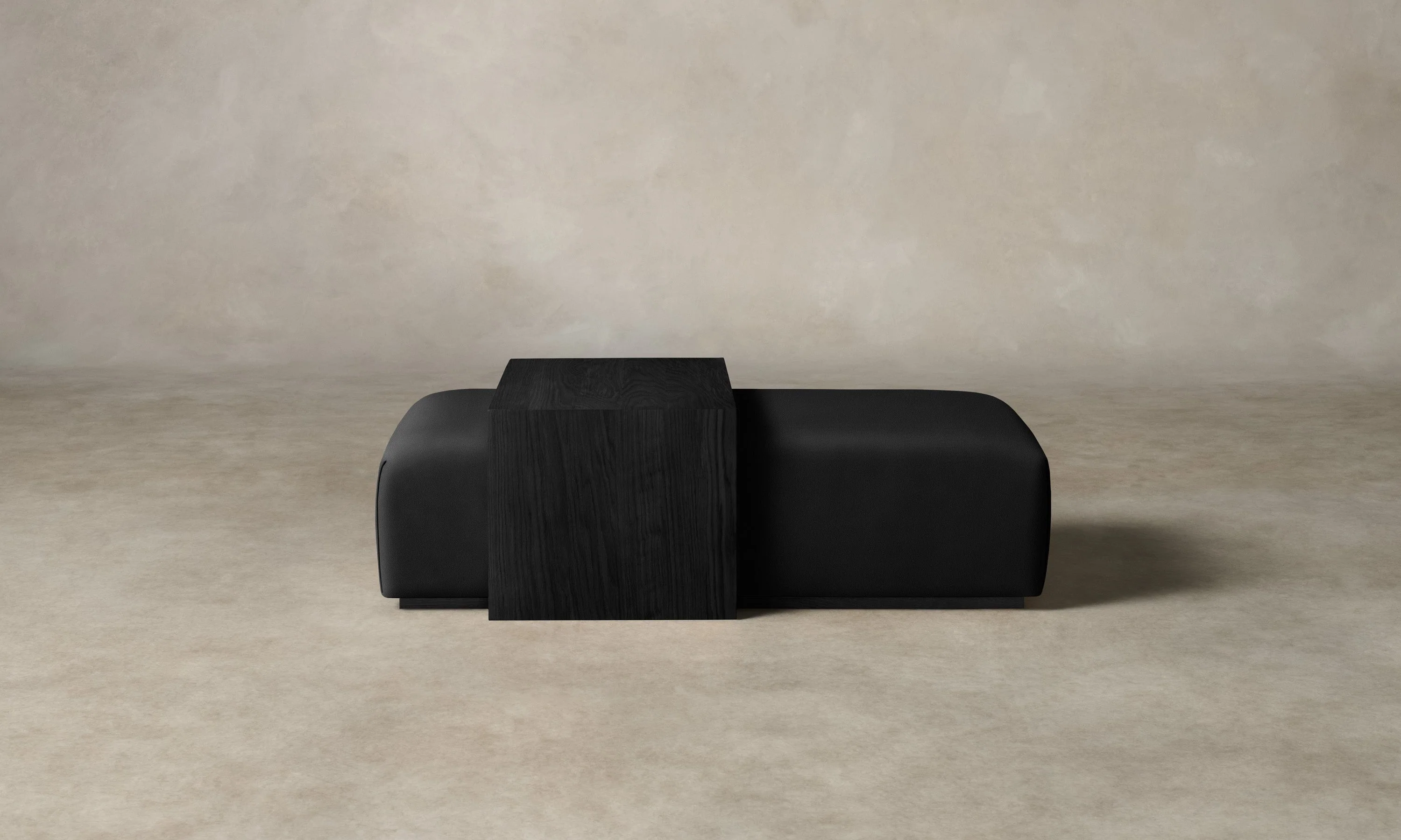 The Bowery Ottoman - Pebbled Leather Ink - Image 3