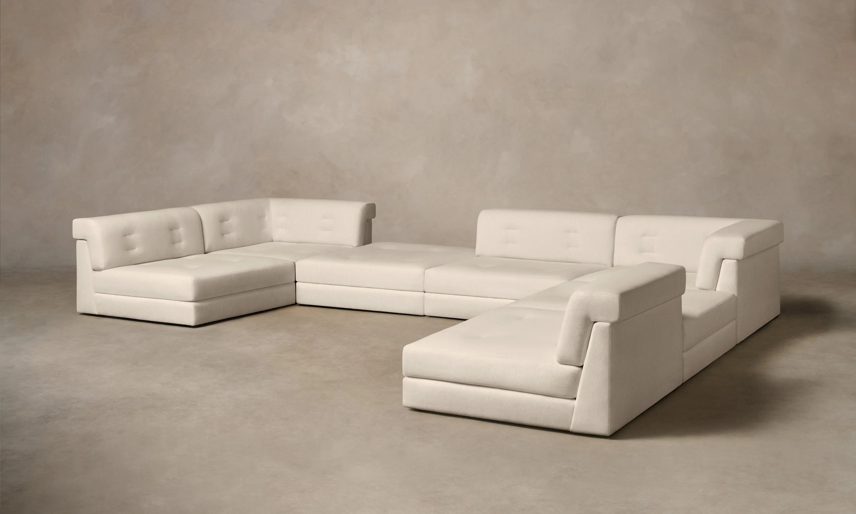 The Forma Modular Sectional - Deep Pile Mohair Limestone