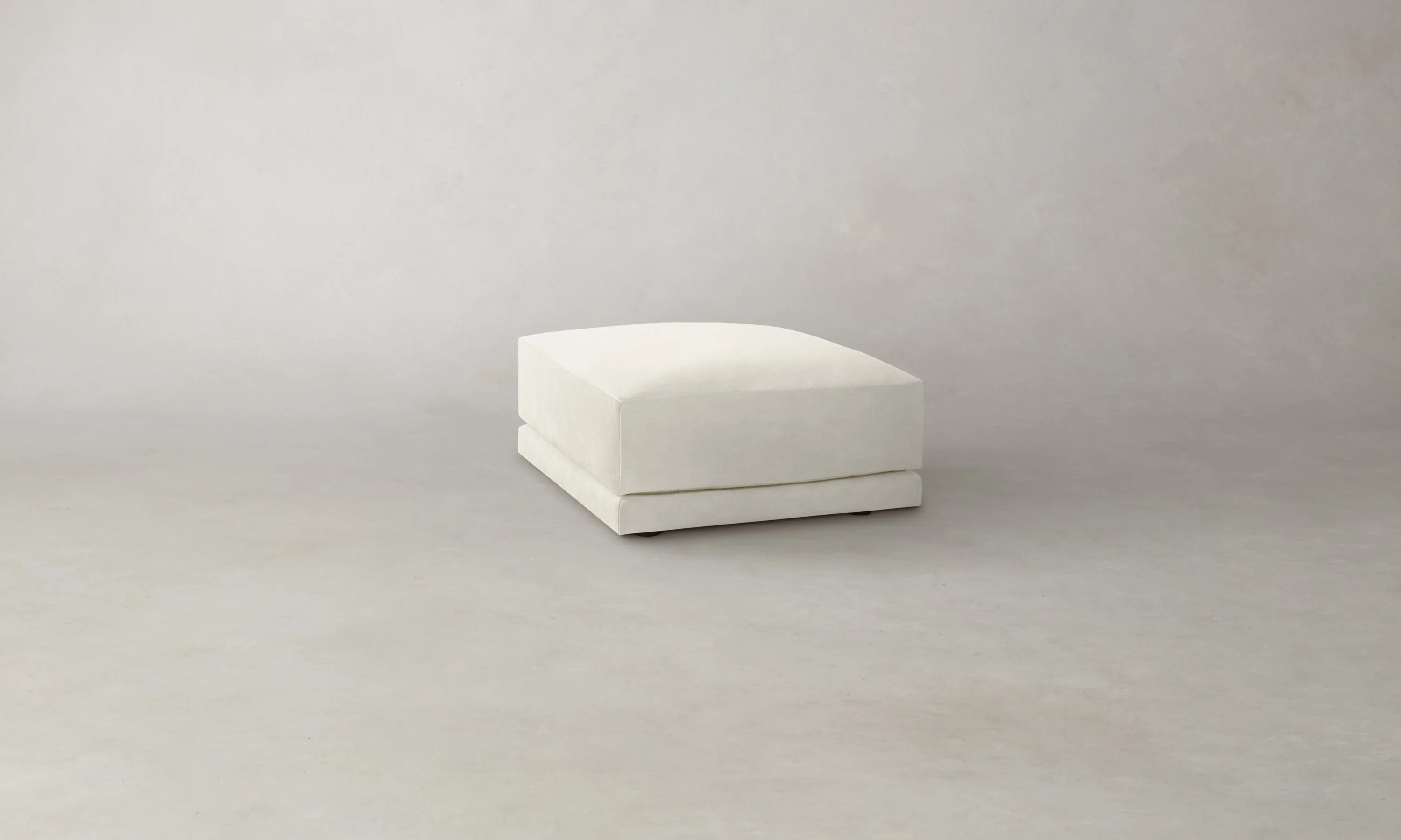 The Jones Ottoman - Marled Alpaca Velvet Porcelain