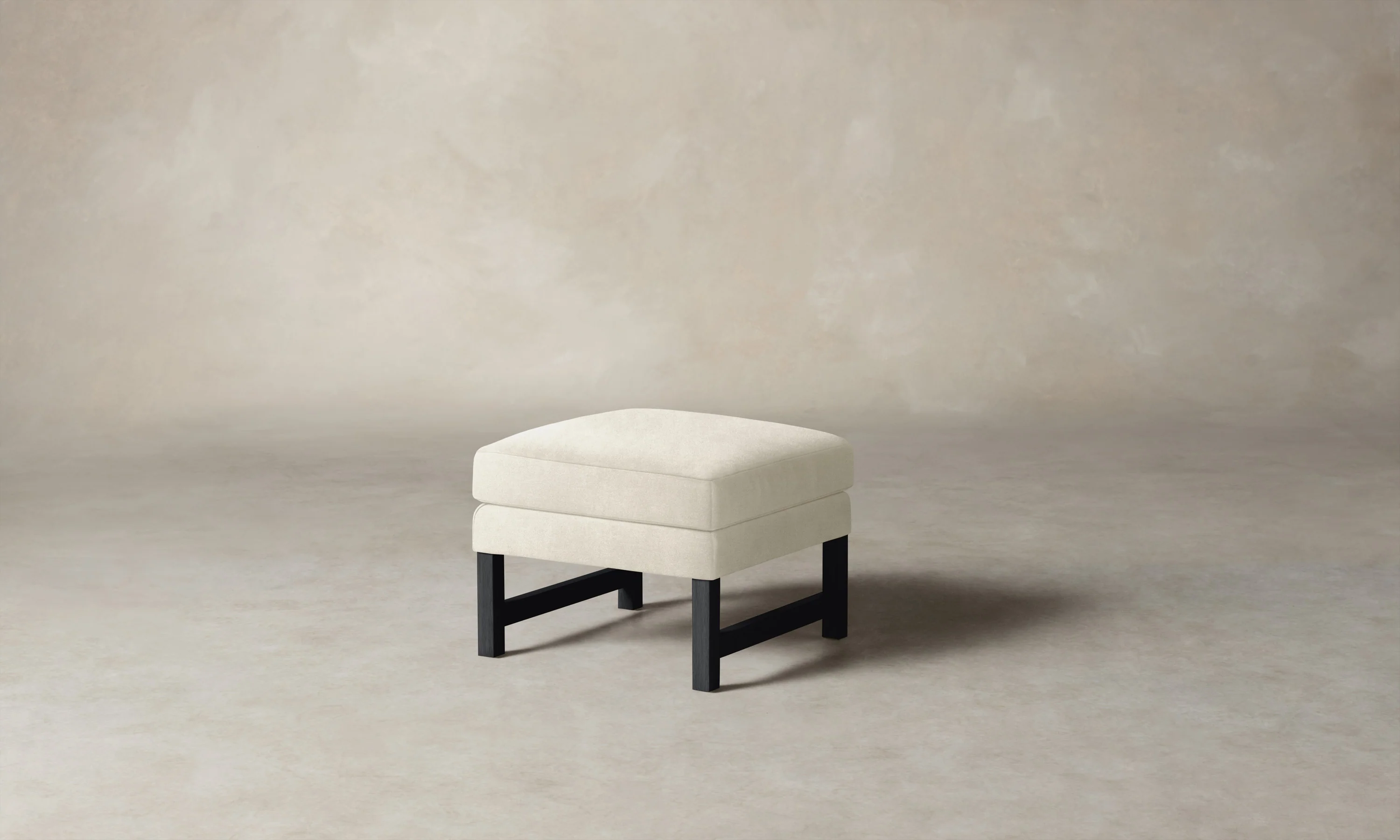 The Kaye Ottoman - Marled Alpaca Velvet Porcelain