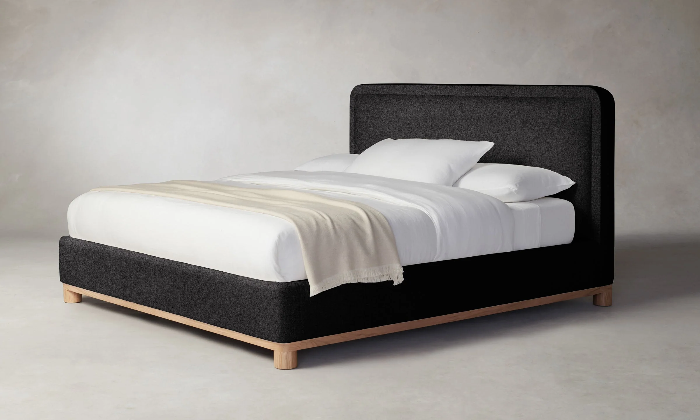The Kent Bed - Italian Brushed Wool Pepper