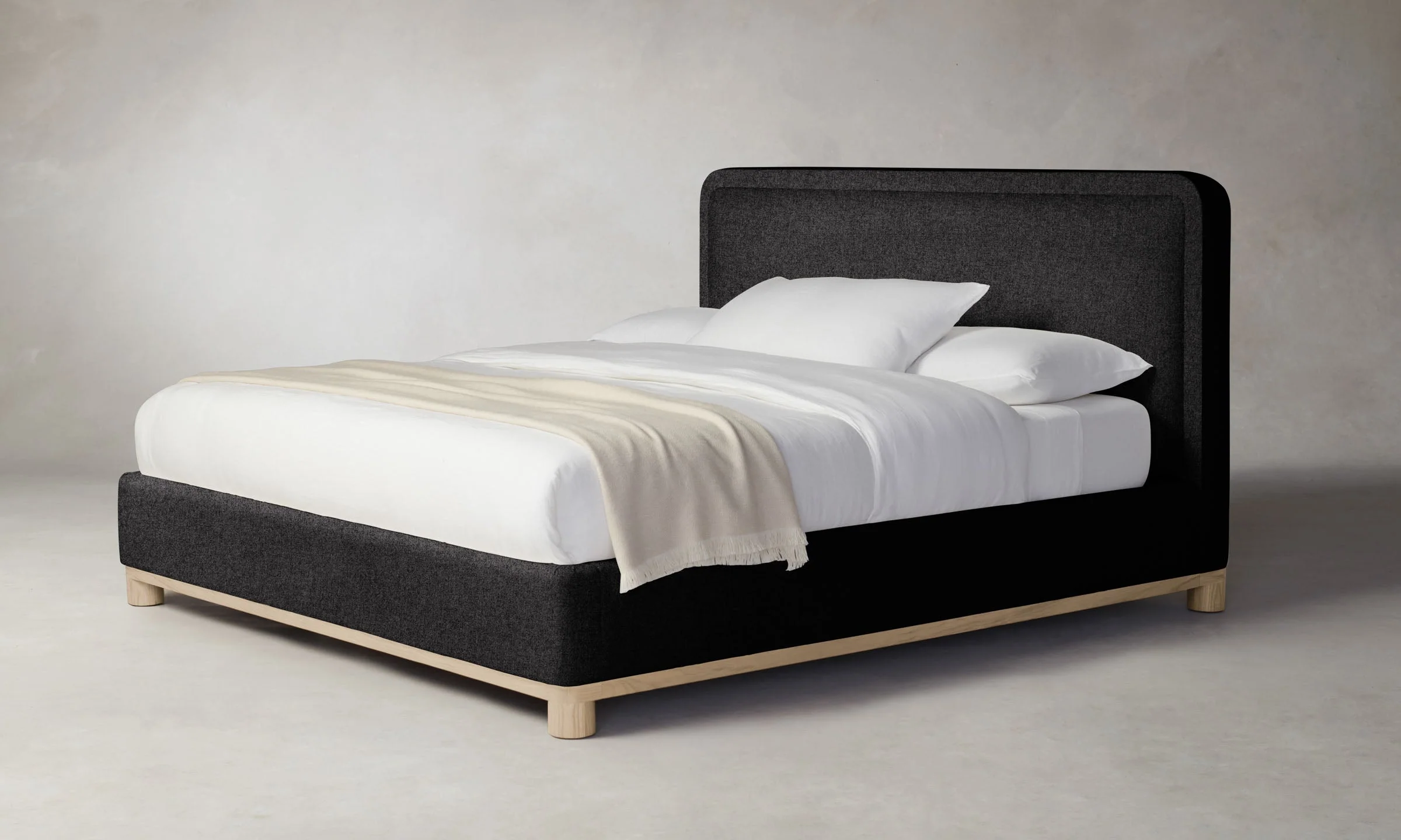 The Kent Bed - Italian Brushed Wool Pepper - Image 3