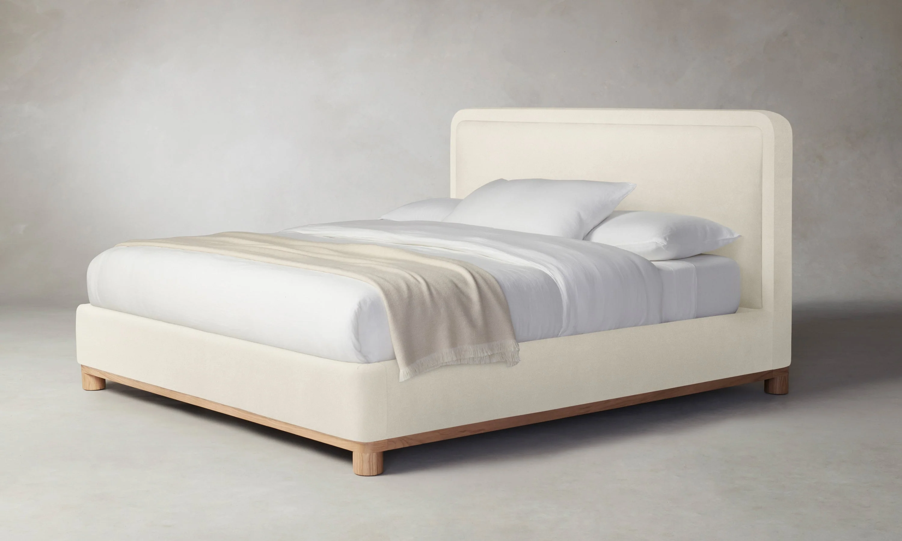 The Kent Bed - Marled Alpaca Velvet Porcelain