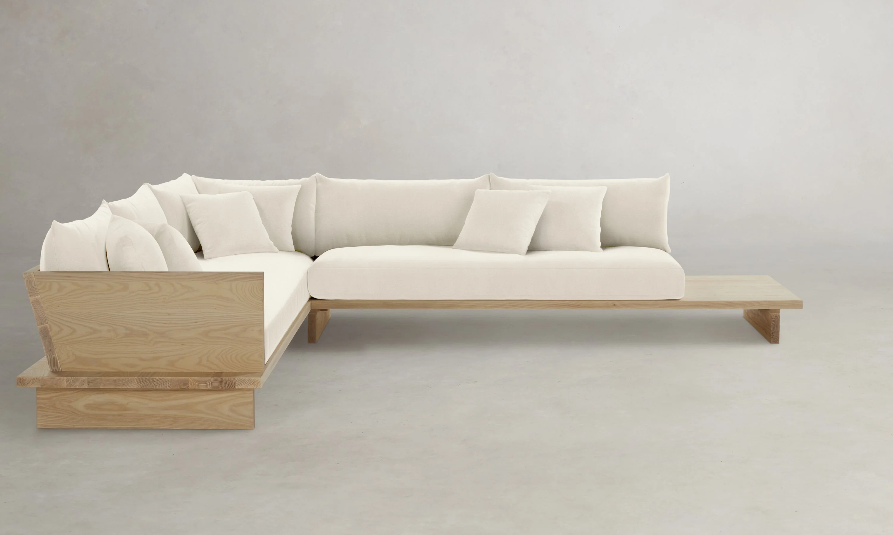 The Muir Sectional - Marled Alpaca Velvet Porcelain