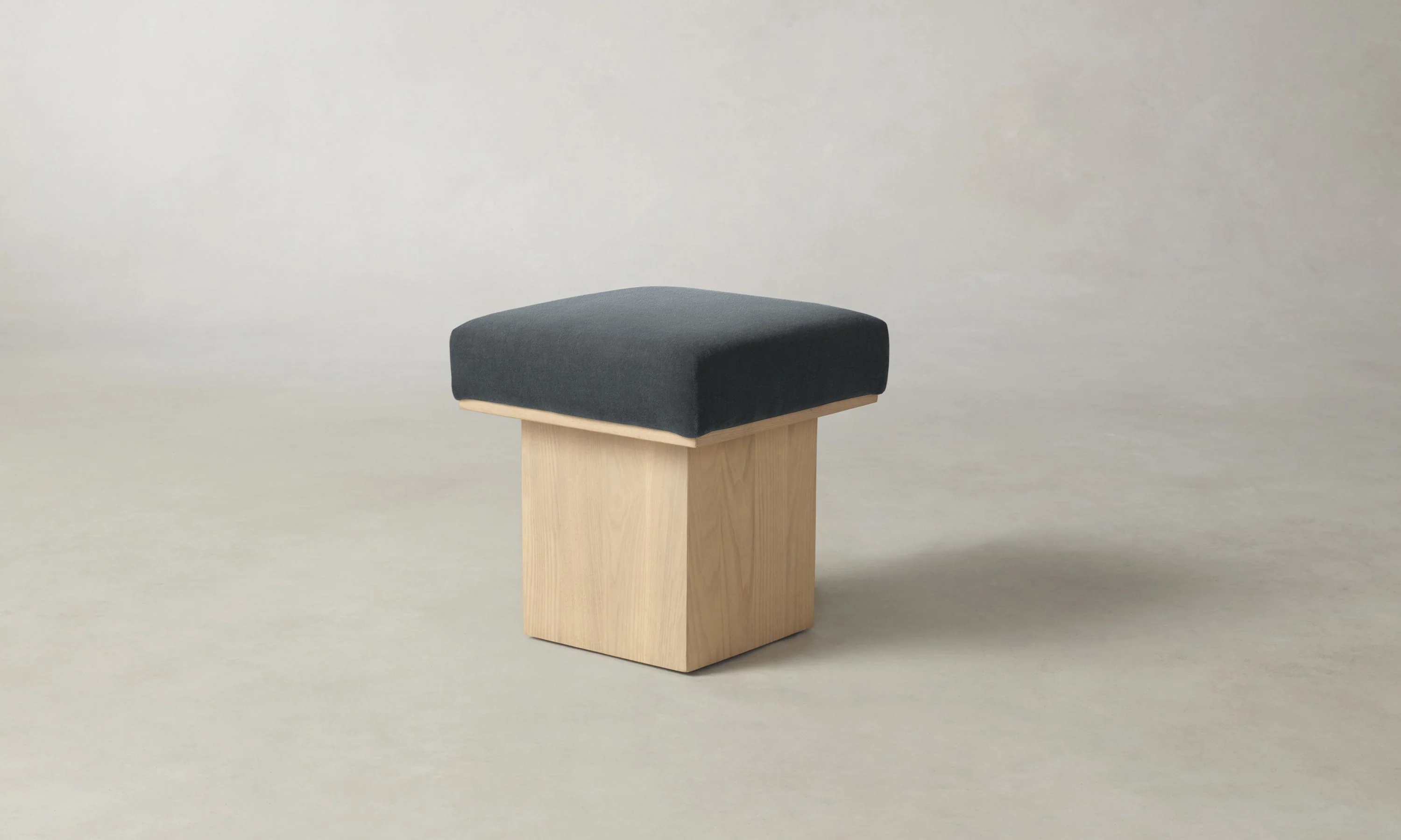 The Mulberry Ottoman - Marled Alpaca Velvet Basalt