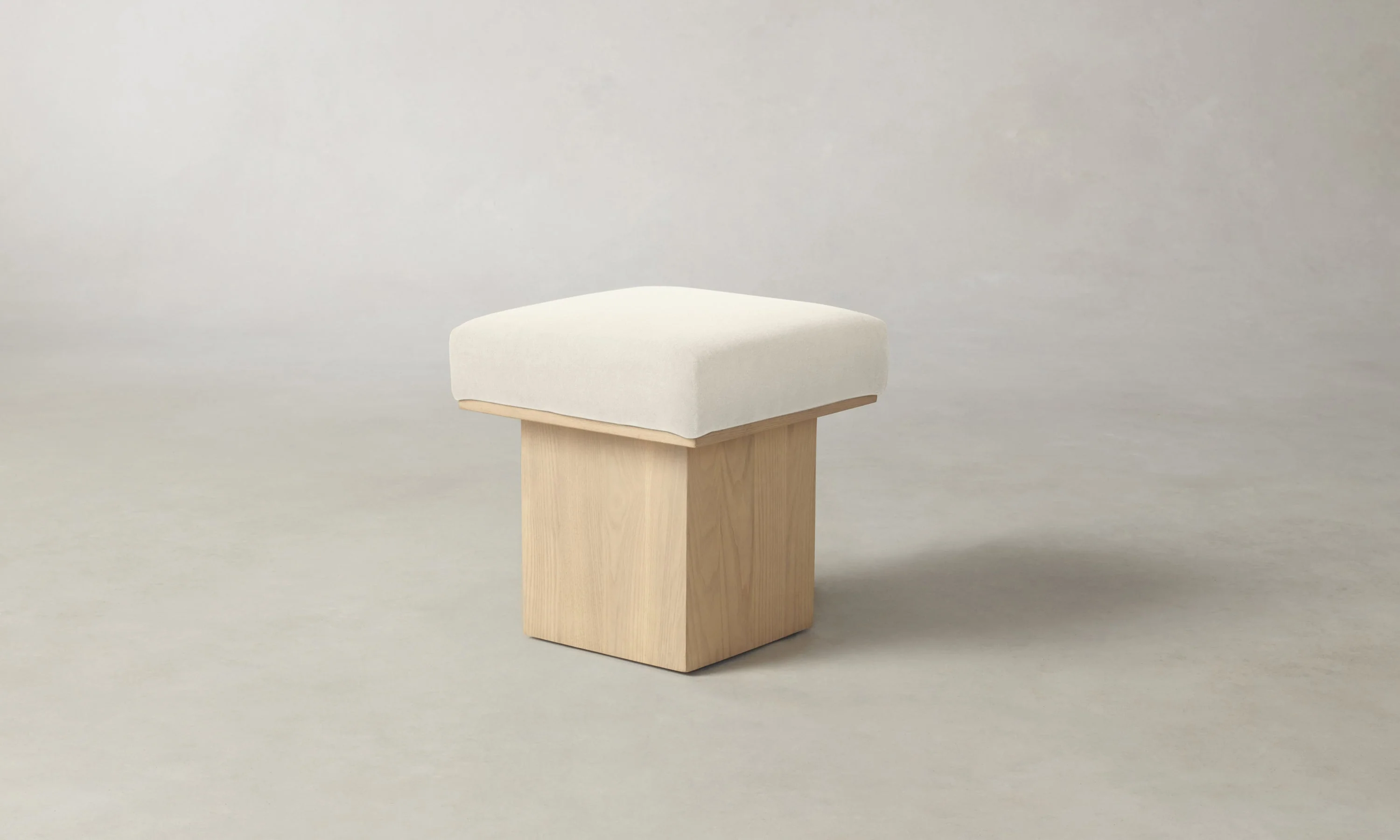 The Mulberry Ottoman - Marled Alpaca Velvet Porcelain