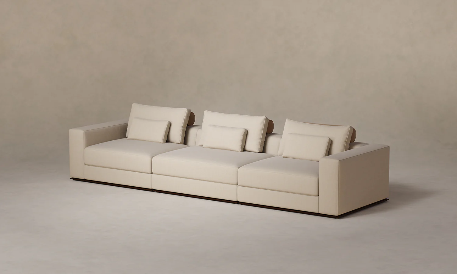 The Nicola Modular Sofa - Mixed Materials Heritage Belgian Linen Husk with Nubuck Leather Fawn - Image 2