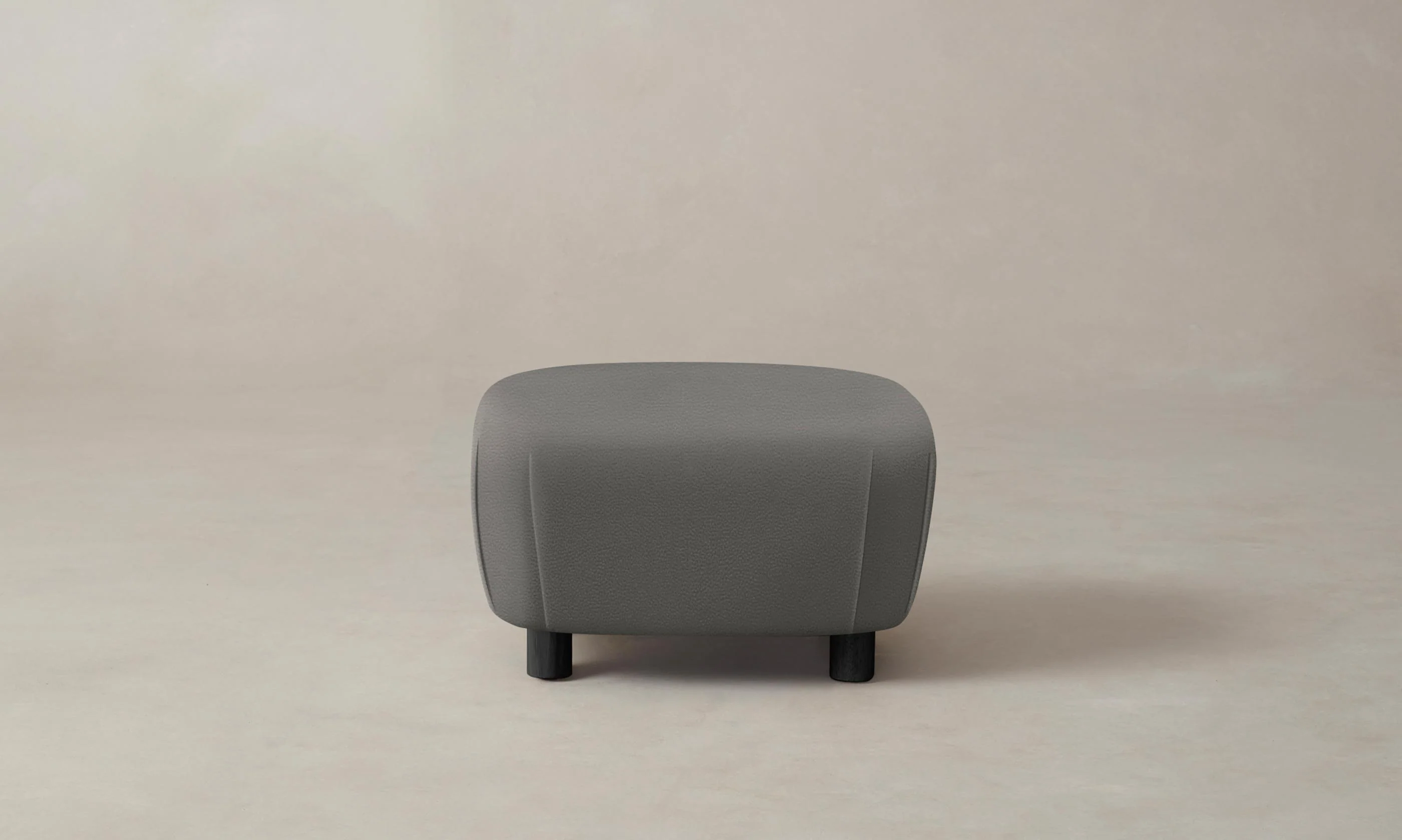 The Perry Ottoman - Pebbled Leather Ash - Image 4