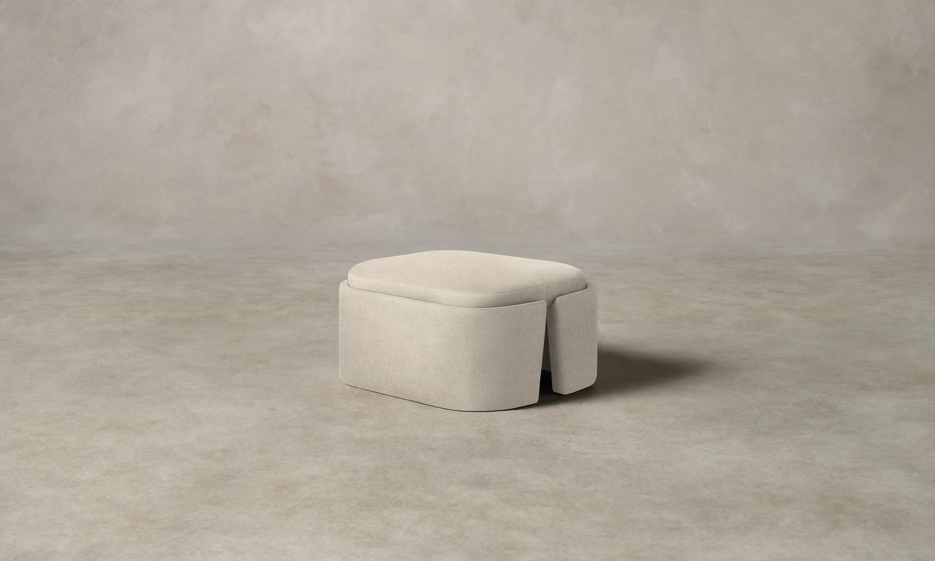 The Separa Ottoman - Performance Linen Weave Beige