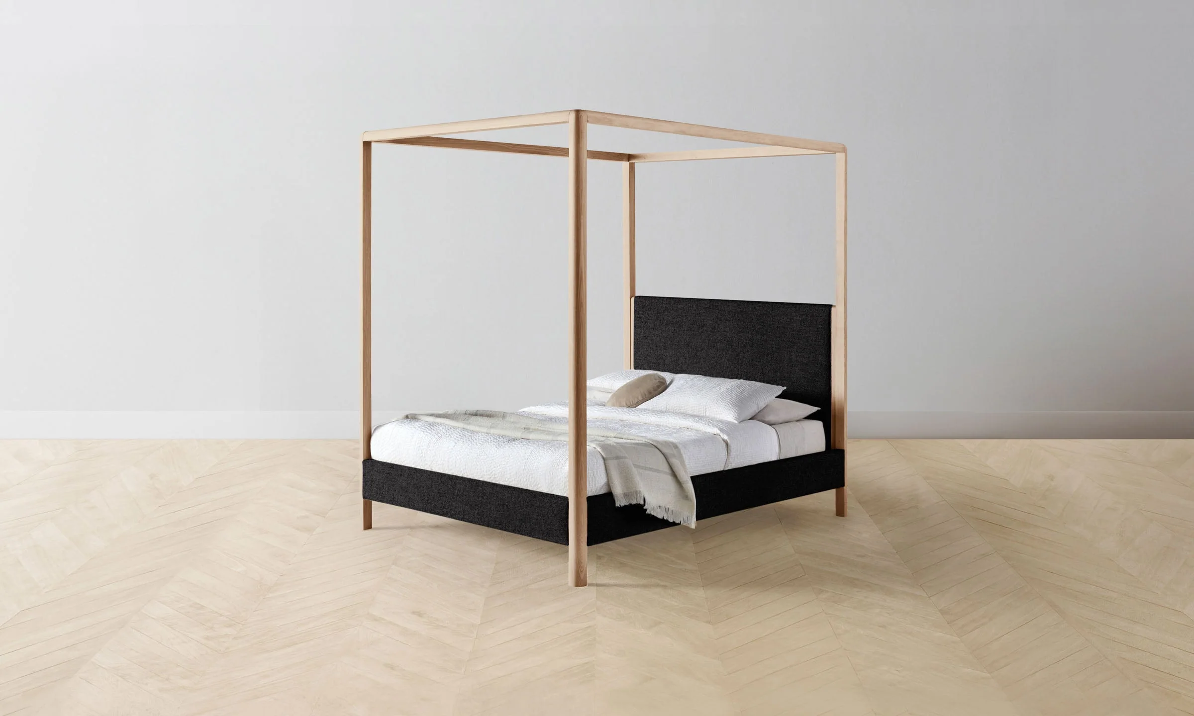 The Thompson Canopy Bed - Italian Brushed Wool Pepper - Image 2