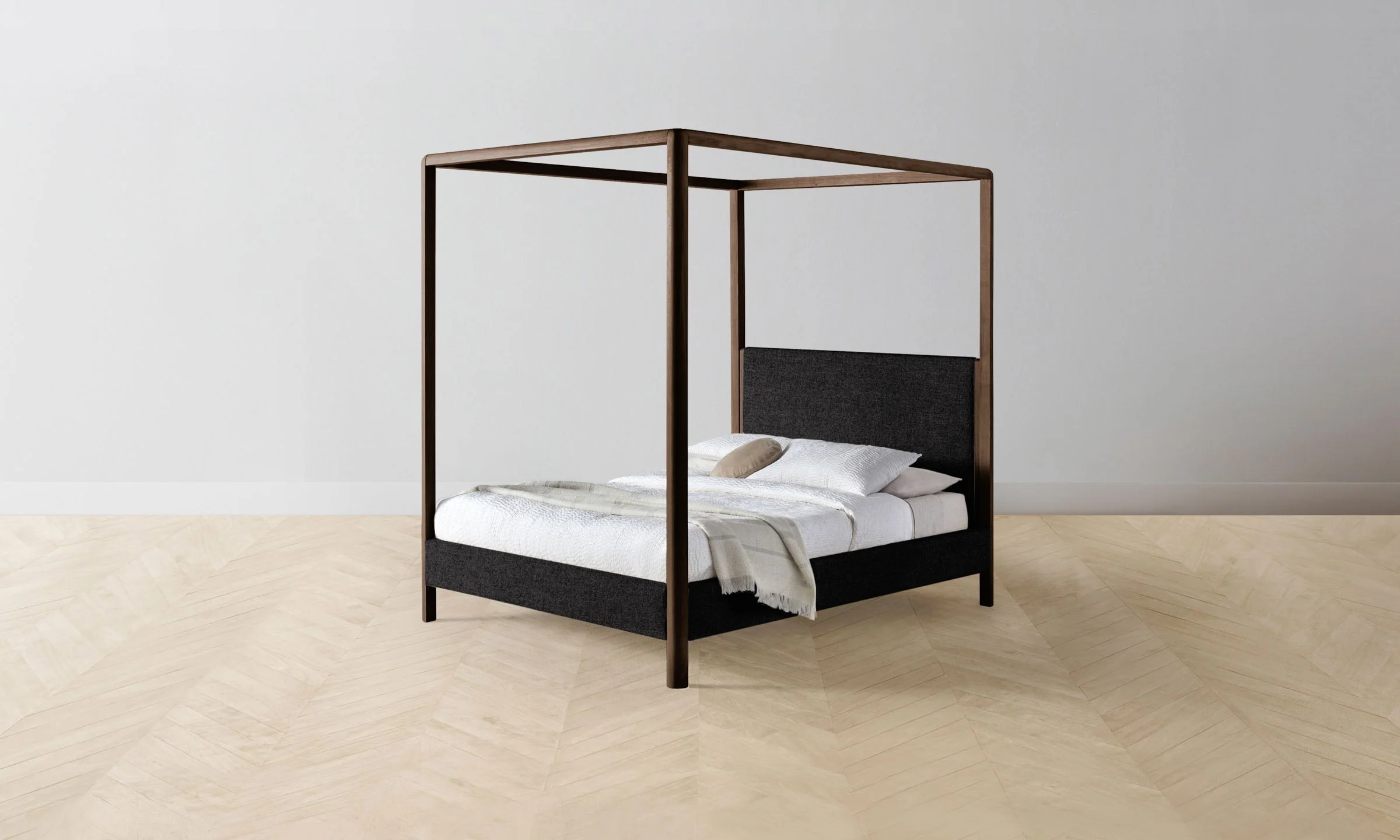 The Thompson Canopy Bed - Italian Brushed Wool Pepper - Image 4