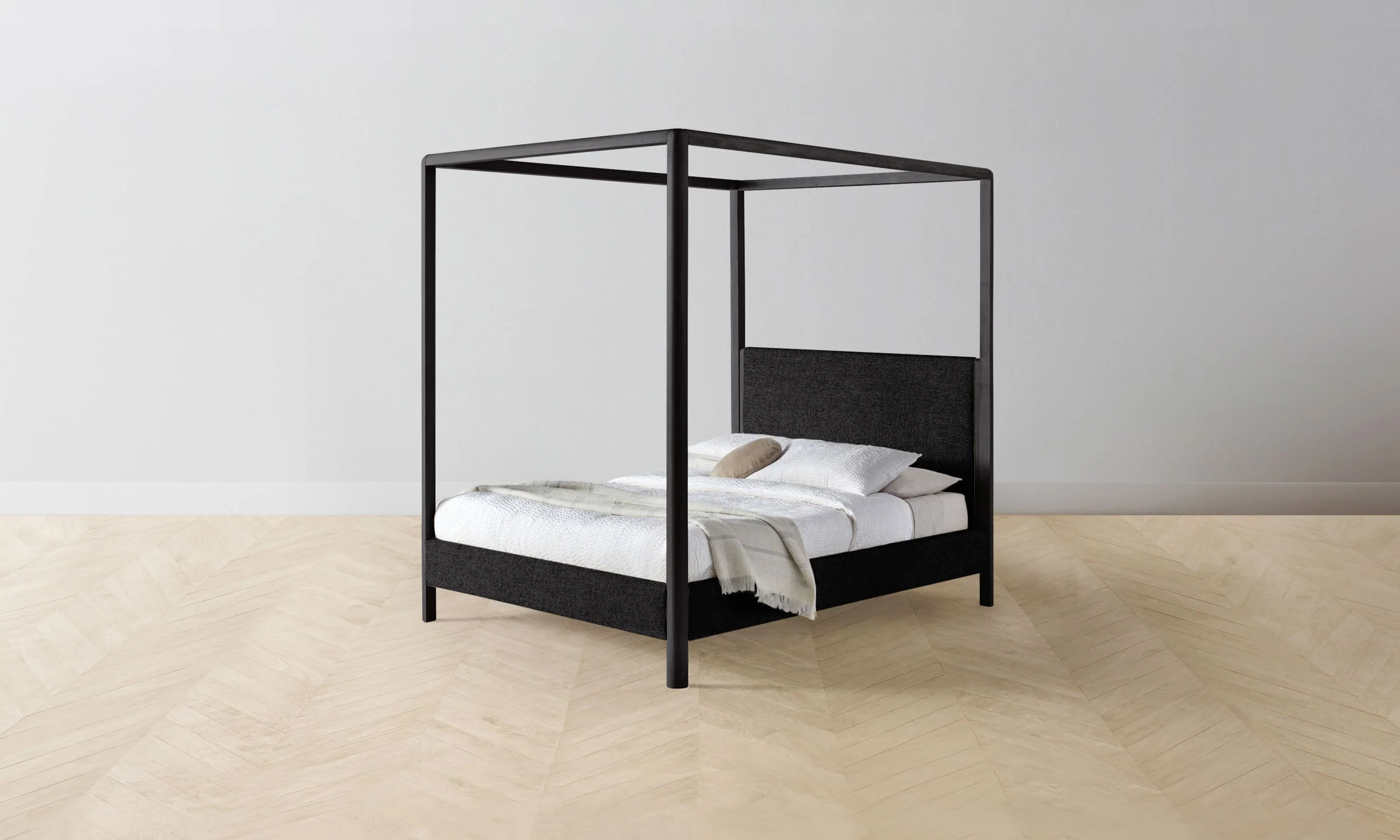 The Thompson Canopy Bed - Italian Brushed Wool Pepper - Image 5