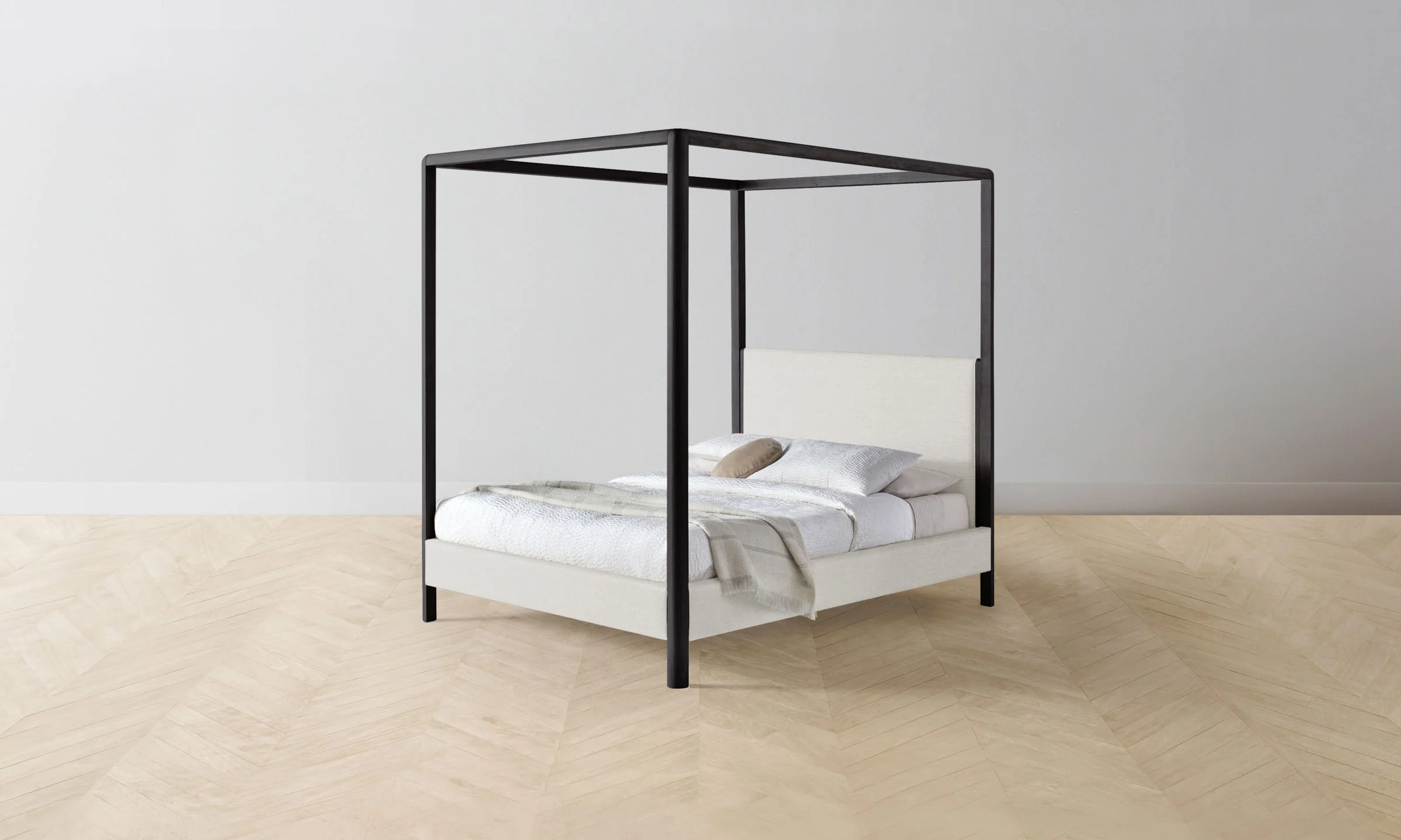 The Thompson Canopy Bed - Italian Brushed Wool Vanilla - Image 5