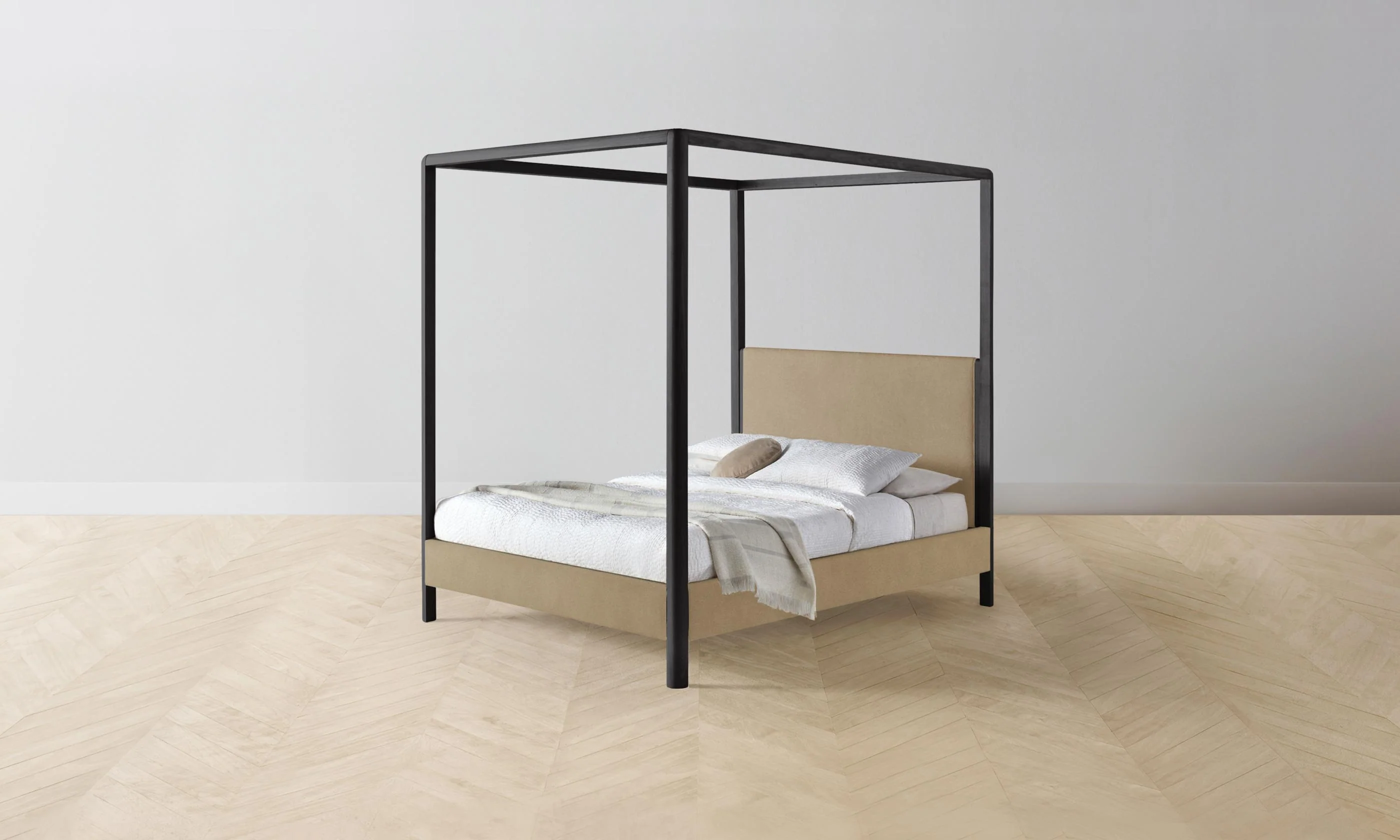 The Thompson Canopy Bed - Mohair Almond - Image 5