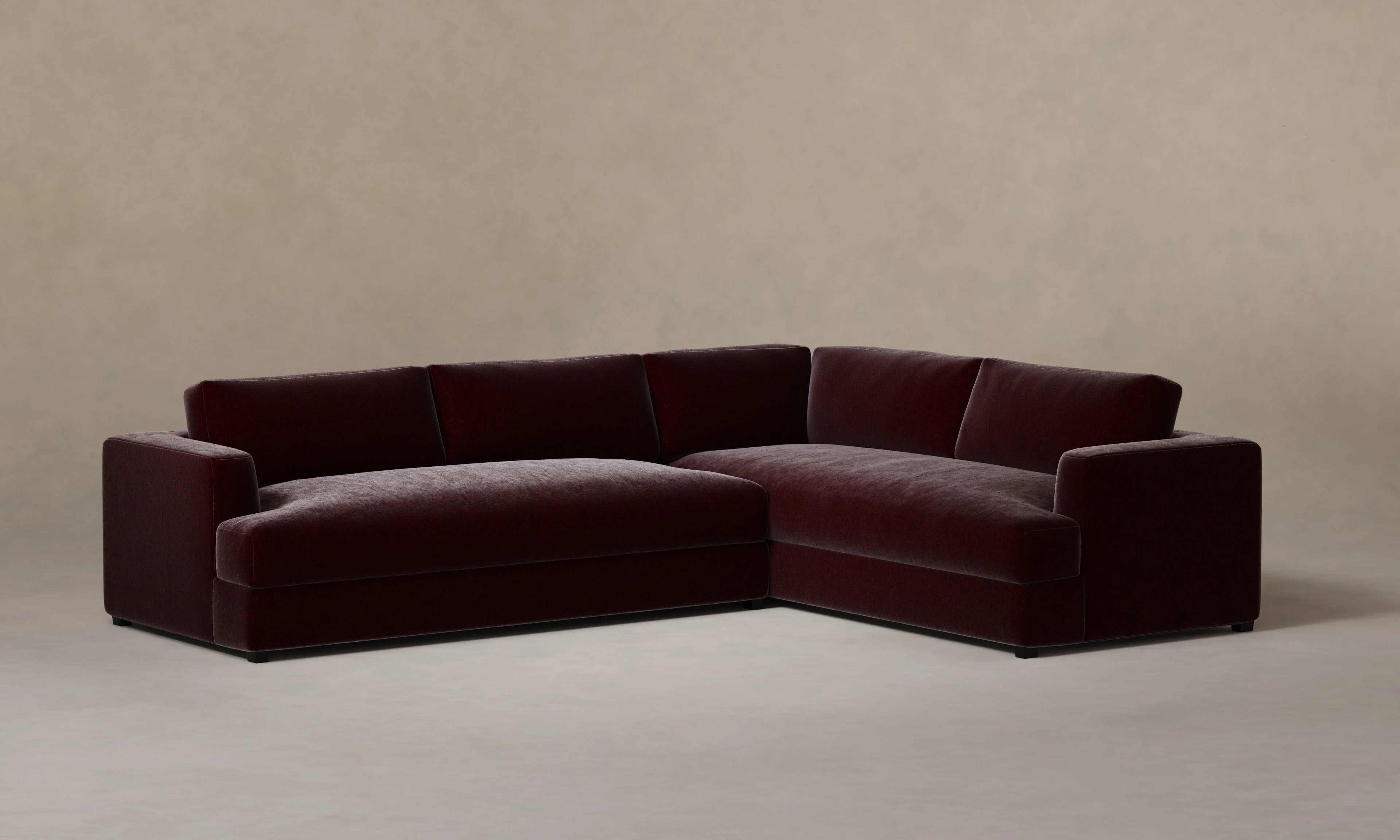 The Varick Sectional - Mohair Crimson