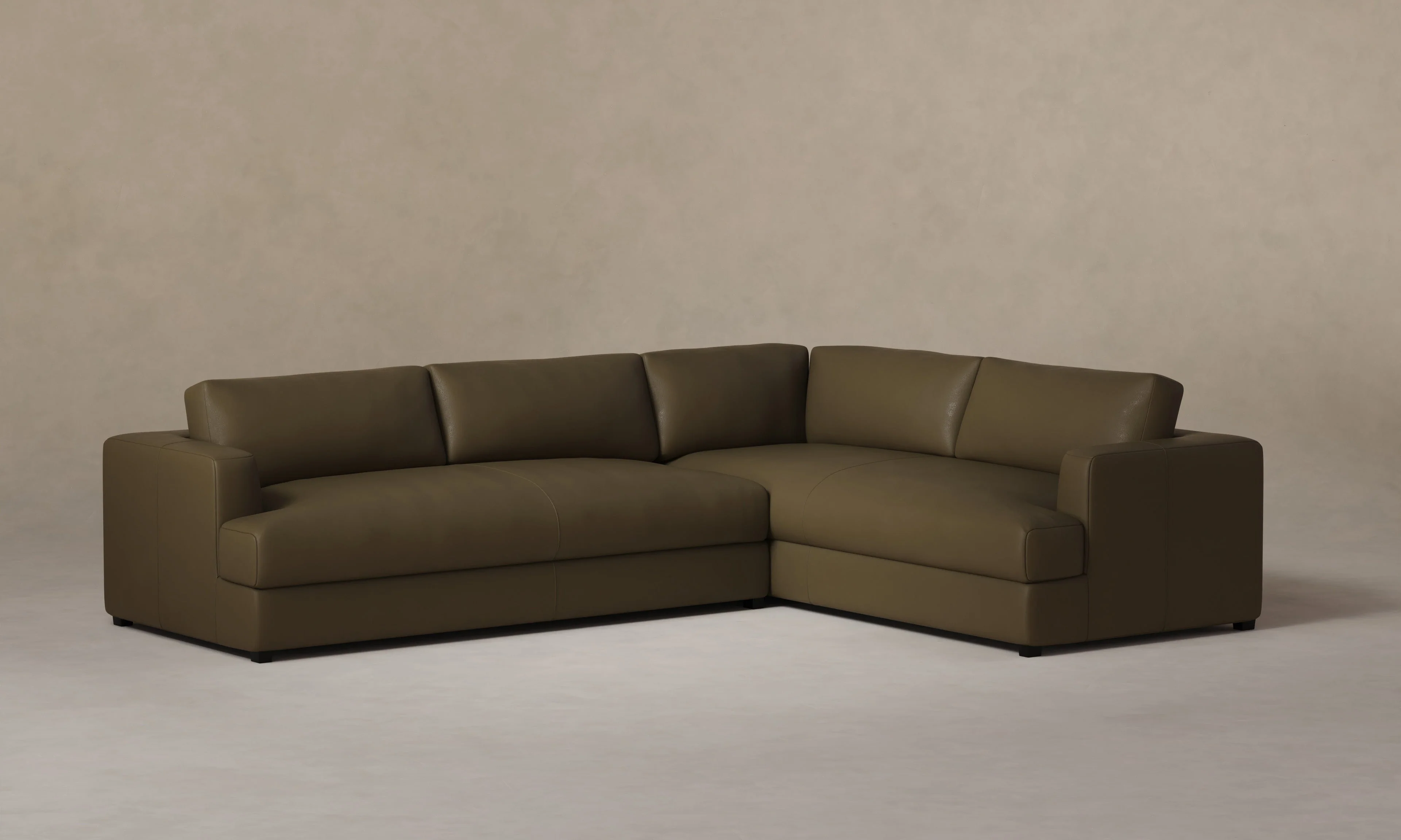 The Varick Sectional - Pebbled Leather Truffle